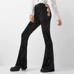 Bear Dance black side hoops velvet flare pants leggings NWT
